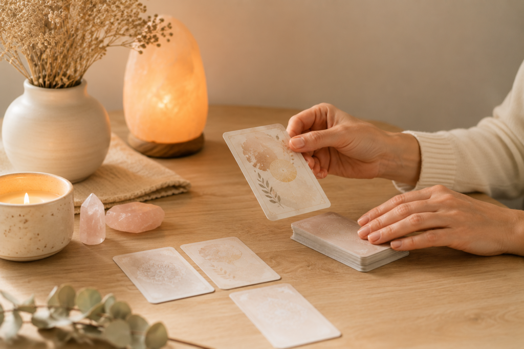Tiracle d'oracle de guérison dans une ambiance douce et chaleureuse au Centre Om Vitae à Vaugneray
